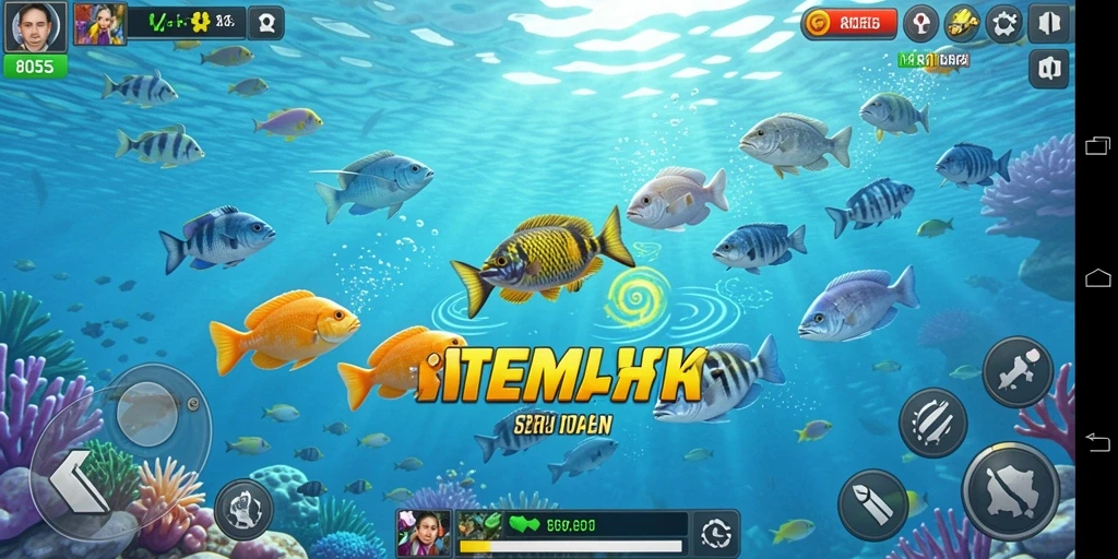 Tangkapan layar utama 8055 menampilkan aksi menembak ikan yang mengasyikkan.