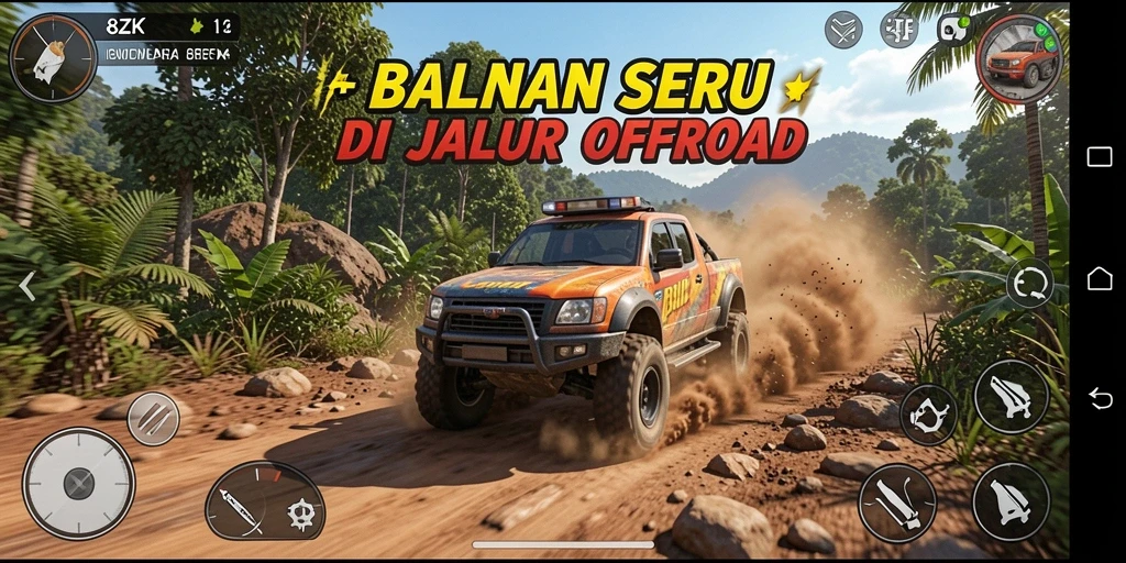 Tampilan gameplay seru dalam balapan offroad 8ZK.