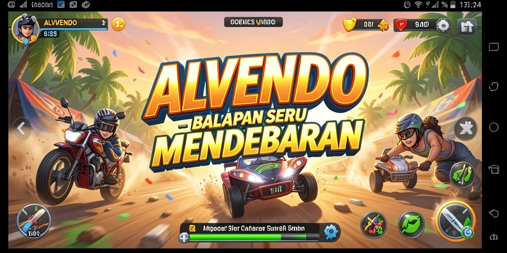 Gameplay mendebarkan ALVENDO dengan balapan yang gerak cepat.
