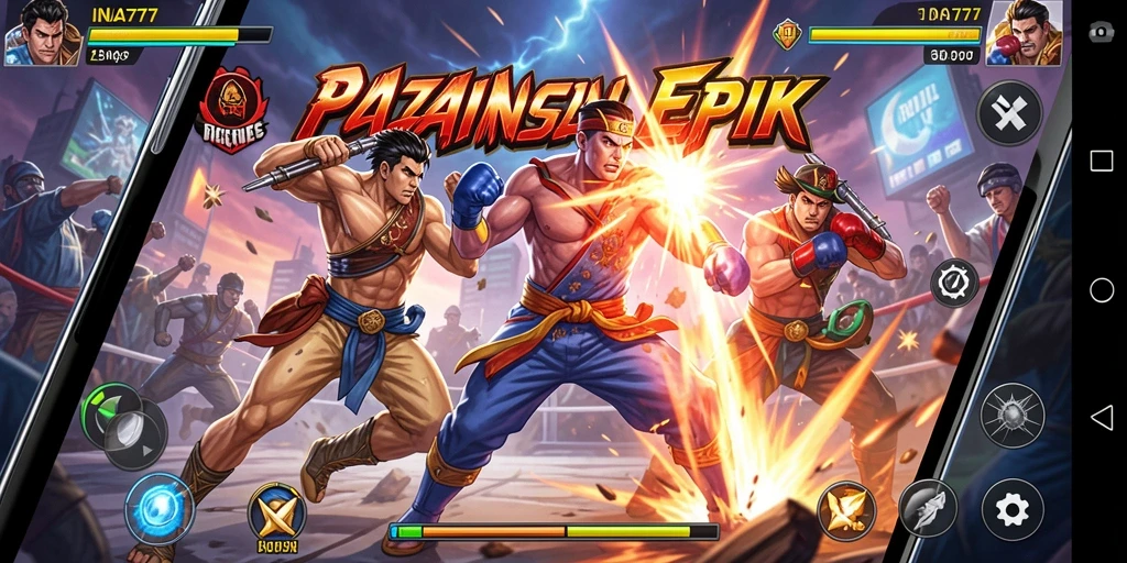 Tampilan screenshot utama menampilkan aksi pertarungan mendebarkan di INA777.