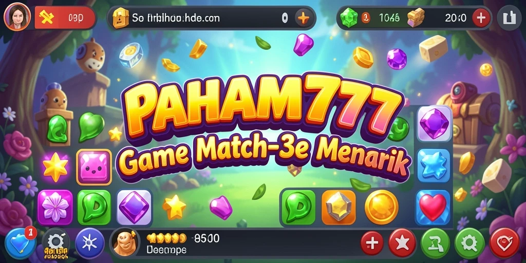 Tampilan menarik dari permainan Match-3 PAHAM777 dengan grafis cantik.