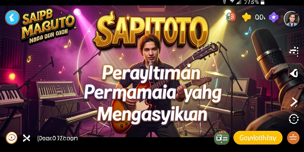 Screenshot menunjukkan gameplay dinamis SAPITOTO dengan berbagai alat musik.