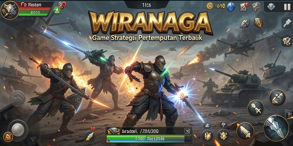 Tampilan gameplay menarik dari WIRANAGA dengan pertempuran strategis.